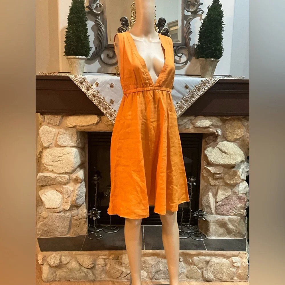 Anthropologie “Left of Center”Orange Sleeveless Dress - Picture 8 of 10